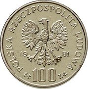 Poland 100 Zlotych General Wladyslaw Sikorski. Trial Strike 1981 MW Proof KM# Pr442 POLSKA RZECZPOSPOLITA LUDOWA 19 81 MW ZŁ 100 ZŁ coin obverse Poland 100 Zlotych General Wladyslaw Sikorski. Trial Strike 1981 MW Proof KM# Pr442 POLSKA RZECZPOSPOLITA LUDOWA 19 81 MW ZŁ 100 ZŁ coin obverse