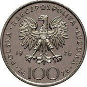 Poland 100 Zlotych Kazimierz Pulaski. Trial Strike 1976 KM# Pr280 POLSKA RZECZPOSPOLITA LUDOWA 19 76 MW ZŁ 100 ZŁ coin obverse Poland 100 Zlotych Kazimierz Pulaski. Trial Strike 1976 KM# Pr280 POLSKA RZECZPOSPOLITA LUDOWA 19 76 MW ZŁ 100 ZŁ coin obverse