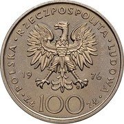 Poland 100 Zlotych Kazimierz Pulaski. Trial Strike 1976 MW KM# Pr279 POLSKA RZECZPOSPOLITA LUDOWA 19 76 MW ZŁ 100 ZŁ coin obverse Poland 100 Zlotych Kazimierz Pulaski. Trial Strike 1976 MW KM# Pr279 POLSKA RZECZPOSPOLITA LUDOWA 19 76 MW ZŁ 100 ZŁ coin obverse
