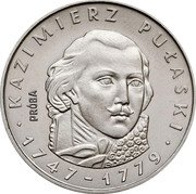 Poland 100 Zlotych Kazimierz Pulaski. Trial Strike 1976 MW Proof KM# Pr281 KAZIMIERZ PUŁASKI PRÓBA 1747-1779 coin reverse Poland 100 Zlotych Kazimierz Pulaski. Trial Strike 1976 MW Proof KM# Pr281 KAZIMIERZ PUŁASKI PRÓBA 1747-1779 coin reverse