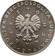 Poland 100 Zlotych Maria Sklodowska-Curie. Trial Strike 1974 KM# Pr239 POLSKA RZECZPOSPOLITA LUDOWA STO MW ZŁOTYCH 1974 coin obverse