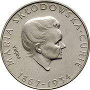 Poland 100 Zlotych Maria Sklodowska-Curie. Trial Strike 1974 KM# Pr243 MARIA SKŁODOWSKA - CURIE PRÓBA 1867-1934 coin reverse
