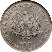 Poland 100 Zlotych Mikolaj Kopernik. Trial Strike 1973 MW Proof KM# Pr221 POLSKA RZECZPOSPOLITA LUDOWA 19 73 MW ZŁ 100 ZŁ coin obverse Poland 100 Zlotych Mikolaj Kopernik. Trial Strike 1973 MW Proof KM# Pr221 POLSKA RZECZPOSPOLITA LUDOWA 19 73 MW ZŁ 100 ZŁ coin obverse