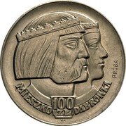 Poland 100 Zlotych Polish Millennium. Trial Strike 1966 KM# Pr147 MIESZKO DĄBRÓWKA PRÓBA 100 ZŁ coin reverse