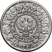 Poland 100 Zlotych Polish Millennium. Trial Strike 1960  KM# Pr74 POLSKA RZECZPOSPOLITA LUDOWA 1960 coin obverse Poland 100 Zlotych Polish Millennium. Trial Strike 1960  KM# Pr74 POLSKA RZECZPOSPOLITA LUDOWA 1960 coin obverse