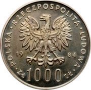 Poland 1000 Zlotych (40th Anniversary of Peoples Republics. Trial Strike) KM# Pr507 POLSKA RZECZPOSPOLITA LUDOWA 19 84 MW ZŁ 1000 ZŁ coin obverse Poland 1000 Zlotych (40th Anniversary of Peoples Republics. Trial Strike) KM# Pr507 POLSKA RZECZPOSPOLITA LUDOWA 19 84 MW ZŁ 1000 ZŁ coin obverse