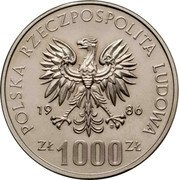 Poland 1000 Zlotych (Environmental Protection. Owl. Trial Strike) KM# Pr548 POLSKA RZECZPOSPOLITA LUDOWA 19 86 MW ZŁ 1000 ZŁ coin obverse Poland 1000 Zlotych (Environmental Protection. Owl. Trial Strike) KM# Pr548 POLSKA RZECZPOSPOLITA LUDOWA 19 86 MW ZŁ 1000 ZŁ coin obverse