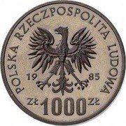 Poland 1000 Zlotych Environmental Protection. Squirrel. Trial Strike 1985 KM# Pr525 POLSKA RZECZPOSPOLITA LUDOWA 19 85 MW ZŁ 1000 ZŁ coin obverse Poland 1000 Zlotych Environmental Protection. Squirrel. Trial Strike 1985 KM# Pr525 POLSKA RZECZPOSPOLITA LUDOWA 19 85 MW ZŁ 1000 ZŁ coin obverse