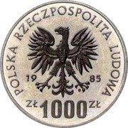 Poland 1000 Zlotych Hospital Center 1985 KM# Pr521 POLSKA RZECZPOSPOLITA LUDOWA 19 86 ZŁ 1000 ZŁ coin obverse Poland 1000 Zlotych Hospital Center 1985 KM# Pr521 POLSKA RZECZPOSPOLITA LUDOWA 19 86 ZŁ 1000 ZŁ coin obverse