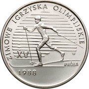 Poland 1000 Zlotych Olympic Games in Calgary. Trial Strike 1987 MW Proof KM# Pr565 ZIMOWE IGRZYSKA OLIMPIJSKIE XV E PRÓBA 1988 coin reverse Poland 1000 Zlotych Olympic Games in Calgary. Trial Strike 1987 MW Proof KM# Pr565 ZIMOWE IGRZYSKA OLIMPIJSKIE XV E PRÓBA 1988 coin reverse