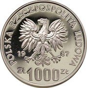 Poland 1000 Zlotych Olympic Games in Seoul. Trial Strike 1987 MW Proof KM# Pr567 POLSKA RZECZPOSPOLITA LUDOWA 19 87 MW ZŁ 1000 ZŁ coin obverse Poland 1000 Zlotych Olympic Games in Seoul. Trial Strike 1987 MW Proof KM# Pr567 POLSKA RZECZPOSPOLITA LUDOWA 19 87 MW ZŁ 1000 ZŁ coin obverse