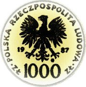 Poland 1000 Zlotych (Papal Visit. Trial Strike) KM# Pr570 POLSKA RZECZPOSPOLITA LUDOWA 19 87 MW ZŁ 1000 ZŁ coin obverse Poland 1000 Zlotych (Papal Visit. Trial Strike) KM# Pr570 POLSKA RZECZPOSPOLITA LUDOWA 19 87 MW ZŁ 1000 ZŁ coin obverse