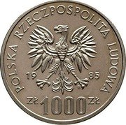 Poland 1000 Zlotych Przemyslaw II. Trial Strike 1985 KM# Pr519 POLSKA RZECZPOSPOLITA LUDOWA 19 85 MW ZŁ 1000 ZŁ coin obverse Poland 1000 Zlotych Przemyslaw II. Trial Strike 1985 KM# Pr519 POLSKA RZECZPOSPOLITA LUDOWA 19 85 MW ZŁ 1000 ZŁ coin obverse