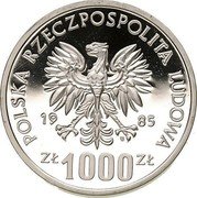 Poland 1000 Zlotych Przemyslaw II. Trial Strike 1985 MW Proof KM# Pr520 POLSKA RZECZPOSPOLITA LUDOWA 19 85 MW ZŁ 1000 ZŁ coin obverse Poland 1000 Zlotych Przemyslaw II. Trial Strike 1985 MW Proof KM# Pr520 POLSKA RZECZPOSPOLITA LUDOWA 19 85 MW ZŁ 1000 ZŁ coin obverse