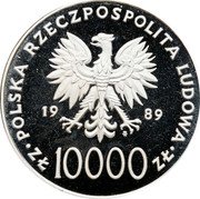 Poland 10000 Zlotych (John Paul II) POLSKA RZECZPOSPOLITA LUDOWA 19 89 MW ZŁ 10000 ZŁ coin obverse Poland 10000 Zlotych (John Paul II) POLSKA RZECZPOSPOLITA LUDOWA 19 89 MW ZŁ 10000 ZŁ coin obverse