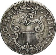 Italy 12 Soldi (Grosso or barbone) LUCENSI CIVITAS 1736 coin obverse Italy 12 Soldi (Grosso or barbone) LUCENSI CIVITAS 1736 coin obverse