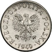 Poland 2 Grosze (Circulation Coin Trial Strike) KM# Pr5 RZECZPOSPOLITA POLSKA 1949 coin obverse Poland 2 Grosze (Circulation Coin Trial Strike) KM# Pr5 RZECZPOSPOLITA POLSKA 1949 coin obverse