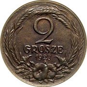 Poland 2 Grosze Trial Strike 1923  KM# Pn244 2 GROSZE 1923 coin obverse Poland 2 Grosze Trial Strike 1923  KM# Pn244 2 GROSZE 1923 coin obverse