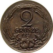 Poland 2 Grosze Trial Strike 1923  KM# Pn244 2 GROSZE 1923 coin reverse Poland 2 Grosze Trial Strike 1923  KM# Pn244 2 GROSZE 1923 coin reverse