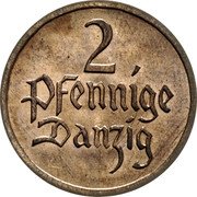 Poland 2 Pfennigs (Danzig Coin) KM# 141 2 PFENNIGE DANZIG coin obverse Poland 2 Pfennigs (Danzig Coin) KM# 141 2 PFENNIGE DANZIG coin obverse