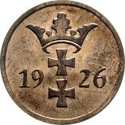 Poland 2 Pfennigs (Danzig Coin) KM# 141 19 26 coin reverse Poland 2 Pfennigs (Danzig Coin) KM# 141 19 26 coin reverse