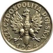 Poland 2 Zlote (Woman and Ears. Trial Strike) RZECZPOSPOLITA POLSKA 1924 coin obverse Poland 2 Zlote (Woman and Ears. Trial Strike) RZECZPOSPOLITA POLSKA 1924 coin obverse