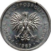 Poland 2 Zlotych (Trial Strike) POLSKA RZECZPOSPOLITA LUDOWA MW 1989 coin obverse