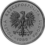Poland 2 Zlotych (Trial Strike) POLSKA RZECZPOSPOLITA LUDOWA MW 1989 coin obverse
