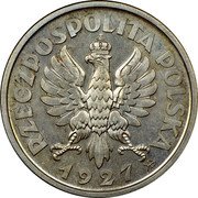 Poland 2 Złote Pattern Coin 1927 KM# Pn292 1927 RZECZPOSPOLITA POLSKA coin obverse