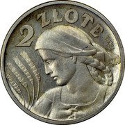 Poland 2 Złote Pattern Coin 1927 KM# Pn292 2 ZŁOTE PRÓBA coin reverse