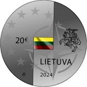 Lithuania 20 Euro (20th anniversary of Lithuania's membership in NATO and the EU) 20 € LIETUVA 2024 coin obverse Lithuania 20 Euro (20th anniversary of Lithuania's membership in NATO and the EU) 20 € LIETUVA 2024 coin obverse