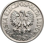 Poland 20 Groszy (Circulation Coin Trial Strike) KM# Pr92 POLSKA RZECZPOSPOLITA LUDOWA 1963 coin obverse