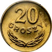 Poland 20 Groszy Trial Strike 1949 KM# Pr13 20 GROSZY PRÓBA coin reverse Poland 20 Groszy Trial Strike 1949 KM# Pr13 20 GROSZY PRÓBA coin reverse