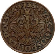 Poland 20 Groszy Trial Strike. German Occupation WW II 1938  RZECZPOSPOLITA POLSKA W J 1924 coin obverse