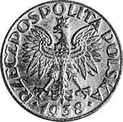 Poland 20 Groszy (Trial Strike. German Occupation WW II) RZECZPOSPOLITA POLSKA 1938 coin obverse Poland 20 Groszy (Trial Strike. German Occupation WW II) RZECZPOSPOLITA POLSKA 1938 coin obverse