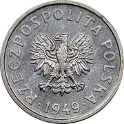Poland 20 Groszy (Trial Strike) KM# Pr15 RZECZPOSPOLITA POLSKA 1949 coin obverse Poland 20 Groszy (Trial Strike) KM# Pr15 RZECZPOSPOLITA POLSKA 1949 coin obverse