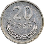 Poland 20 Groszy (Trial Strike) KM# Pr15 20 GROSZY PRÓBA coin reverse Poland 20 Groszy (Trial Strike) KM# Pr15 20 GROSZY PRÓBA coin reverse