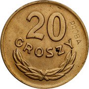 Poland 20 Groszy (Trial Strike) 20 GROSZY PRÓBA coin reverse Poland 20 Groszy (Trial Strike) 20 GROSZY PRÓBA coin reverse
