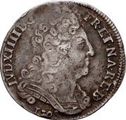 France 20 Sols (Louis XIV insignia) LVD XIIII. D G FR ET NA RE 1708 coin obverse