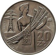 Poland 20 Zlotych 20th Anniversary of People's Republic of Poland. Trial Strike 1964 MW KM# Pr116 PRÓBA XX LAT PRL 20 ZŁ WK coin reverse Poland 20 Zlotych 20th Anniversary of People's Republic of Poland. Trial Strike 1964 MW KM# Pr116 PRÓBA XX LAT PRL 20 ZŁ WK coin reverse