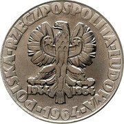Poland 20 Zlotych (20th Anniversary of People's Republic of Poland. Trial Strike) KM# Pr118 POLSKA RZECZPOSPOLITA LUDOWA MW 1944 1964 1964 coin obverse Poland 20 Zlotych (20th Anniversary of People's Republic of Poland. Trial Strike) KM# Pr118 POLSKA RZECZPOSPOLITA LUDOWA MW 1944 1964 1964 coin obverse