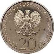 Poland 20 Zlotych Lodz Riots. Trial Strike 1980 MW KM# Pr383 POLSKA RZECZPOSPOLITA LUDOWA ZŁ 20 ZŁ coin obverse