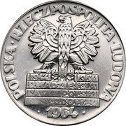Poland 20 Zlotych (Nowa Huta Turoszow. Trial Strike) KM# Pr121 POLSKA RZECZPOSPOLITA LUDOWA MW 1964 1944 1964 DWASZIEŚCIA LAT POLSKI LUDOWEJ coin obverse Poland 20 Zlotych (Nowa Huta Turoszow. Trial Strike) KM# Pr121 POLSKA RZECZPOSPOLITA LUDOWA MW 1964 1944 1964 DWASZIEŚCIA LAT POLSKI LUDOWEJ coin obverse