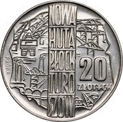 Poland 20 Zlotych (Nowa Huta Turoszow. Trial Strike) KM# Pr121 NOWA HUTA PŁOCK TURO SZÓW PRÓBA 20 ZŁOTYCH coin reverse Poland 20 Zlotych (Nowa Huta Turoszow. Trial Strike) KM# Pr121 NOWA HUTA PŁOCK TURO SZÓW PRÓBA 20 ZŁOTYCH coin reverse