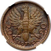 Poland 20 Zlotych Polonia. Trial Strike B 1925  20 ZŁOTYCH 20 coin obverse Poland 20 Zlotych Polonia. Trial Strike B 1925  20 ZŁOTYCH 20 coin obverse
