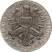 Poland 20 Zlotych (The Tree. Trial Strike) KM# Pr124 POLSKA RZECZPOSPOLITA LUDOWA 1964 XX MW coin obverse Poland 20 Zlotych (The Tree. Trial Strike) KM# Pr124 POLSKA RZECZPOSPOLITA LUDOWA 1964 XX MW coin obverse