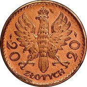 Poland 20 Zlotych Trial Strike 1925 KM# Pn276 20 ZŁOTYCH 20 coin obverse Poland 20 Zlotych Trial Strike 1925 KM# Pn276 20 ZŁOTYCH 20 coin obverse