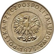 Poland 20 Zlotych (Trial Strike) KM# Pr211 POLSKA RZECZPOSPOLITA LUDOWA 1973 MW coin obverse Poland 20 Zlotych (Trial Strike) KM# Pr211 POLSKA RZECZPOSPOLITA LUDOWA 1973 MW coin obverse