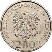 Poland 200 Zlotych 1990 Football World Cup in Italy 1988 KM# Pr576 POLSKA RZECZPOSPOLITA LUDOWA 19 88 MW ZL 200 ZL coin obverse Poland 200 Zlotych 1990 Football World Cup in Italy 1988 KM# Pr576 POLSKA RZECZPOSPOLITA LUDOWA 19 88 MW ZL 200 ZL coin obverse