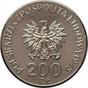 Poland 200 Zlotych 30th Anniversary of Victory Against the Fascists. Trial Strike 1975 KM# Pr265 POLSKA RZECZPOSPOLITA LUDOWA 1975 MW 200 ZŁ coin obverse Poland 200 Zlotych 30th Anniversary of Victory Against the Fascists. Trial Strike 1975 KM# Pr265 POLSKA RZECZPOSPOLITA LUDOWA 1975 MW 200 ZŁ coin obverse